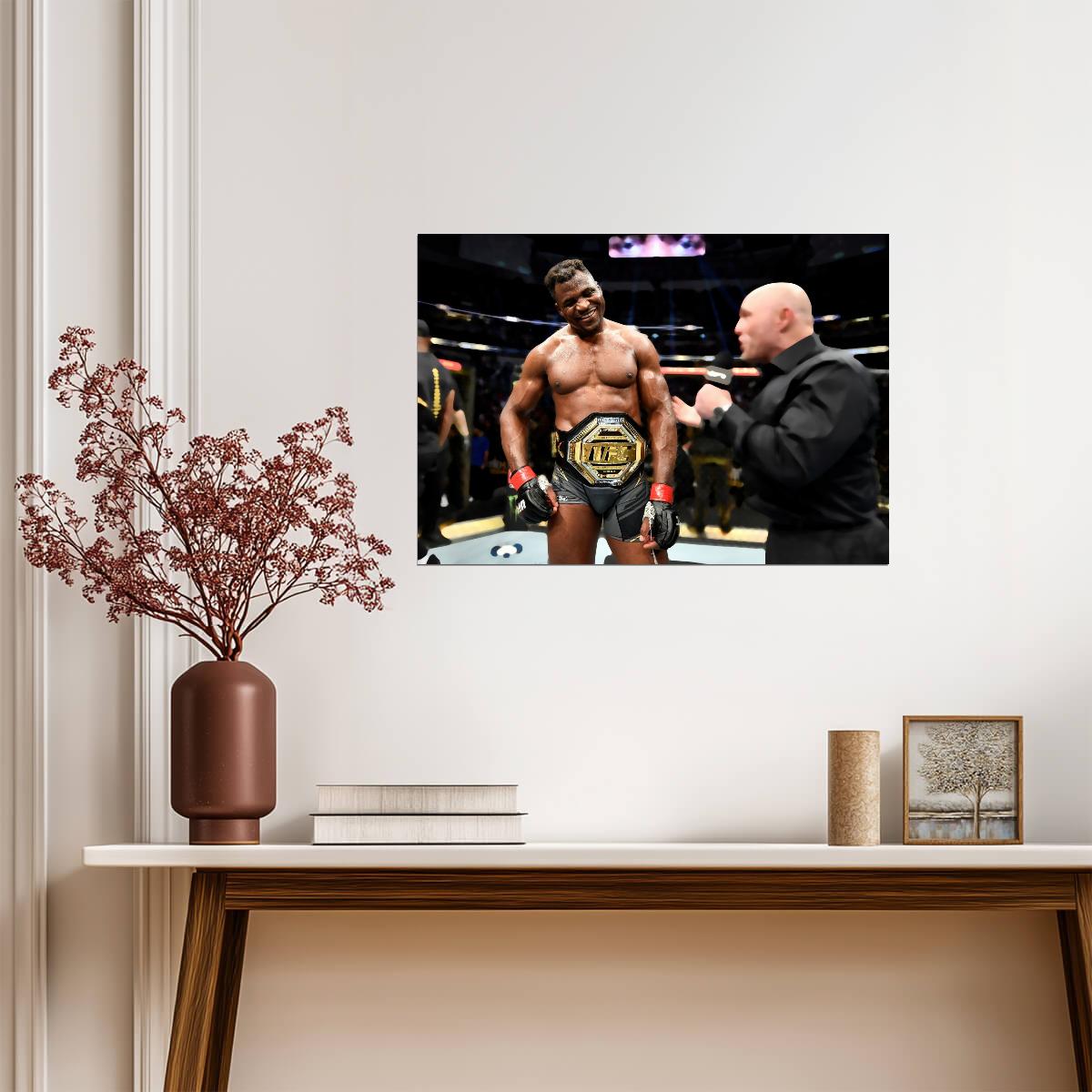 Francis Ngannou 2021 UFC Heavyweight Champion | MMA Poster | Sports Legend Victory Print - Sports Poster