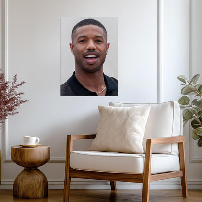 Michael B. Jordan Smiling Portrait | Celebrity Photo Poster | Modern Actor Wall Art - Celebrities Poster