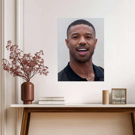 Michael B. Jordan Smiling Portrait | Celebrity Photo Poster | Modern Actor Wall Art - Celebrities Poster