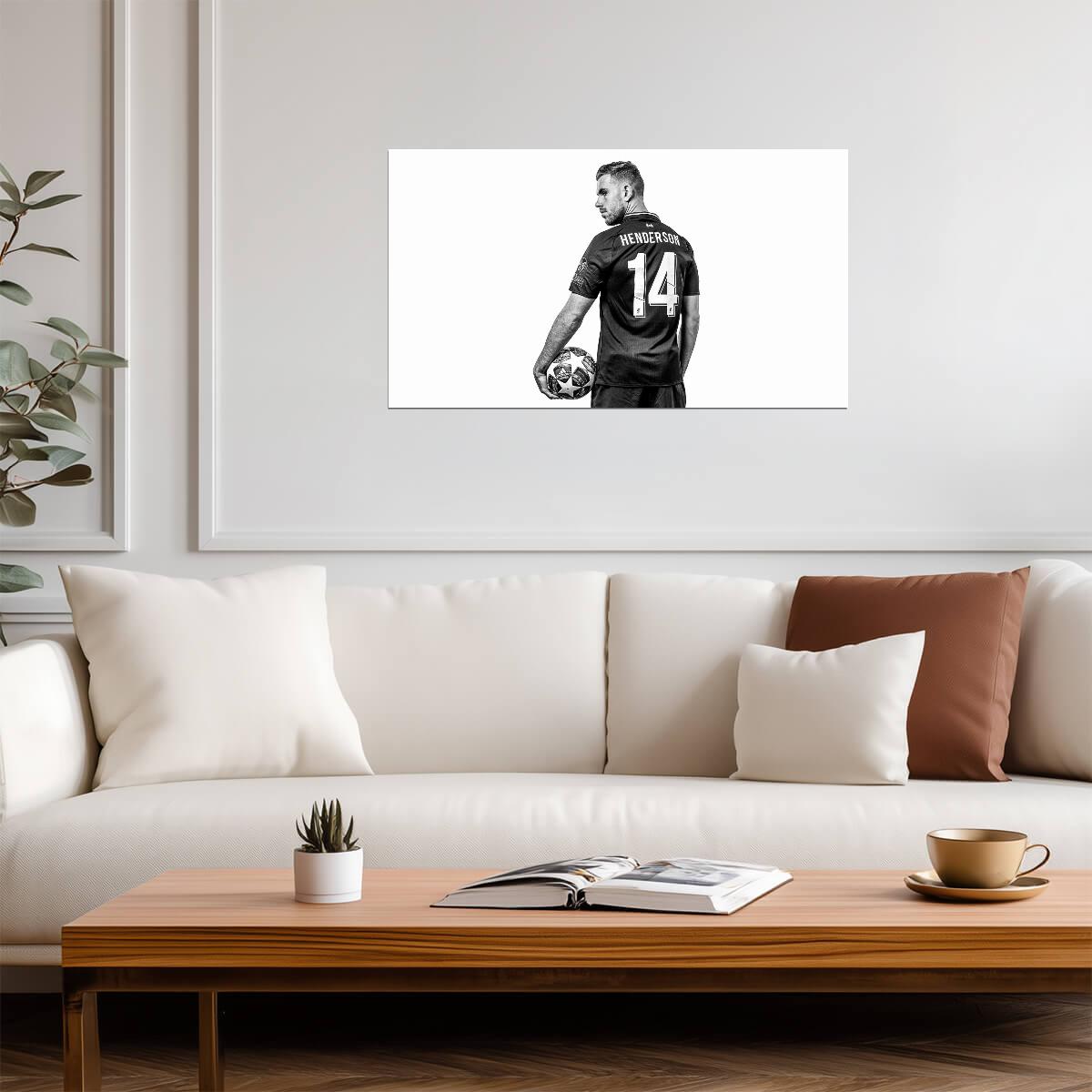 Jordan Henderson Liverpool Captain | Soccer Legend Poster | Black and White Wall Art - Sports Poster