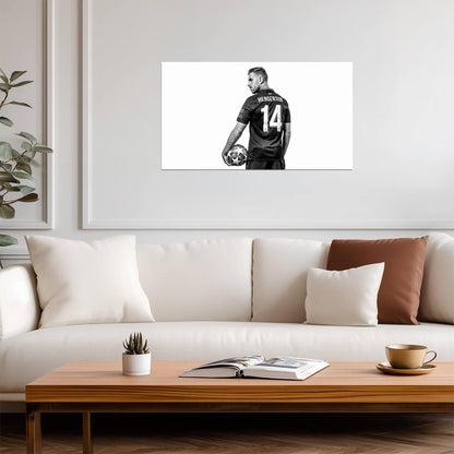 Jordan Henderson Liverpool Captain | Soccer Legend Poster | Black and White Wall Art - Sports Poster