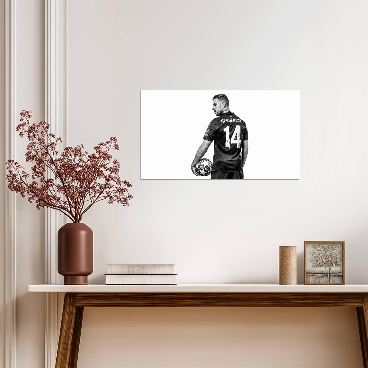 Jordan Henderson Liverpool Captain | Soccer Legend Poster | Black and White Wall Art - Sports Poster