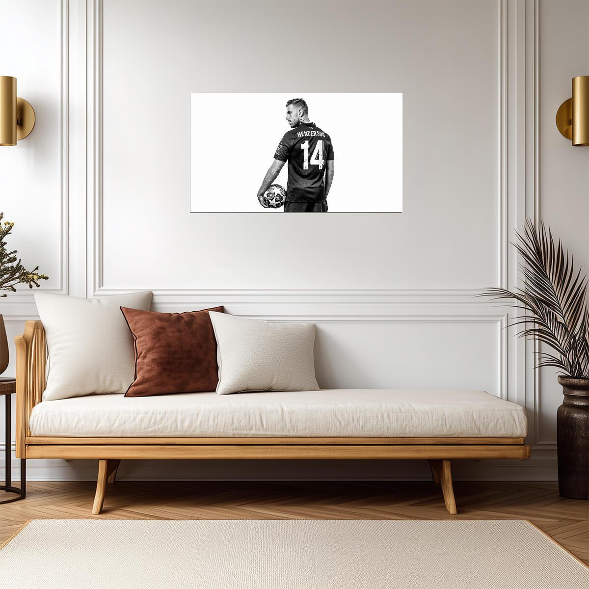 Jordan Henderson Liverpool Captain | Soccer Legend Poster | Black and White Wall Art - Sports Poster