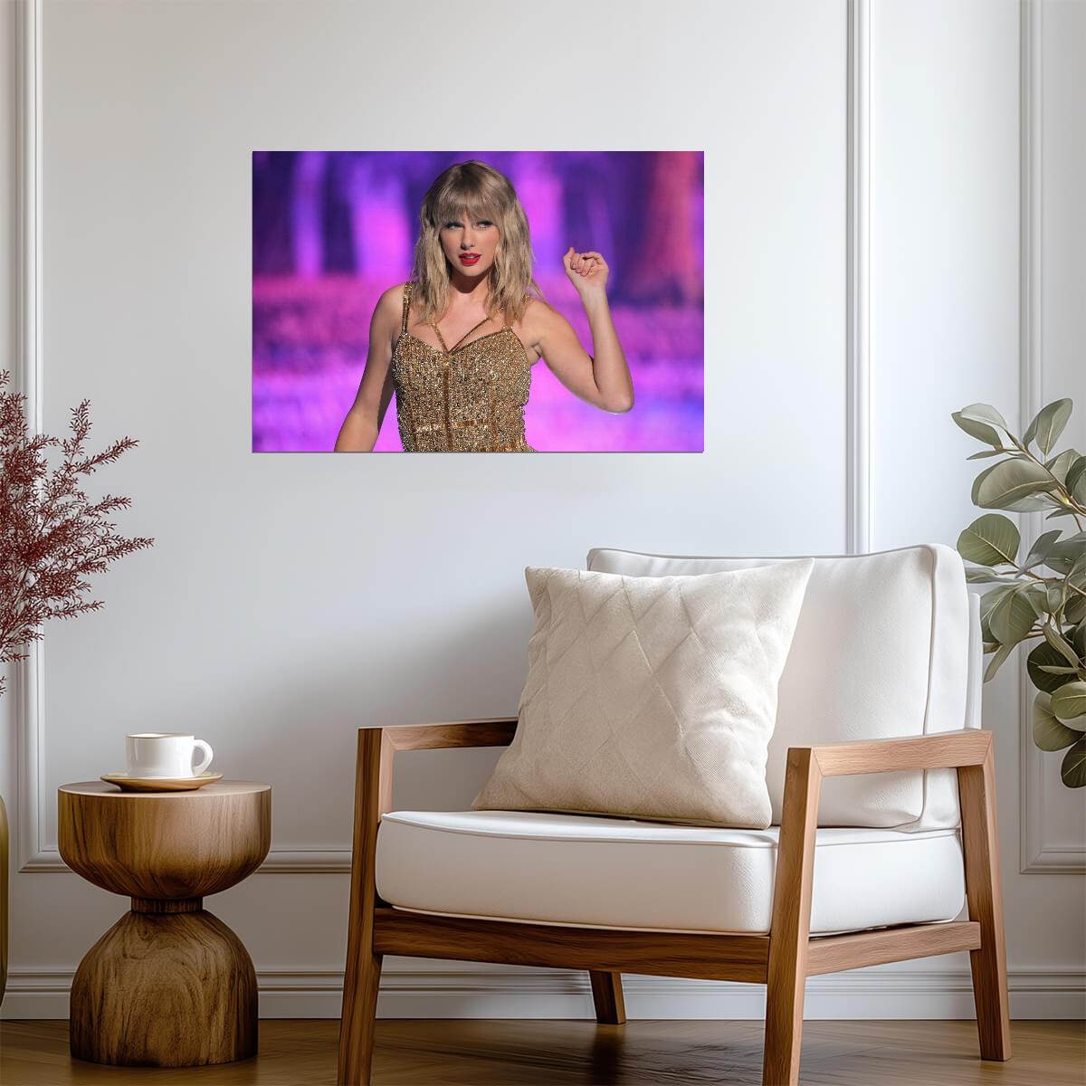 Taylor Swift in Gold Bodysuit | Live Performance Poster | Concert Tour Wall Art - Music Poster
