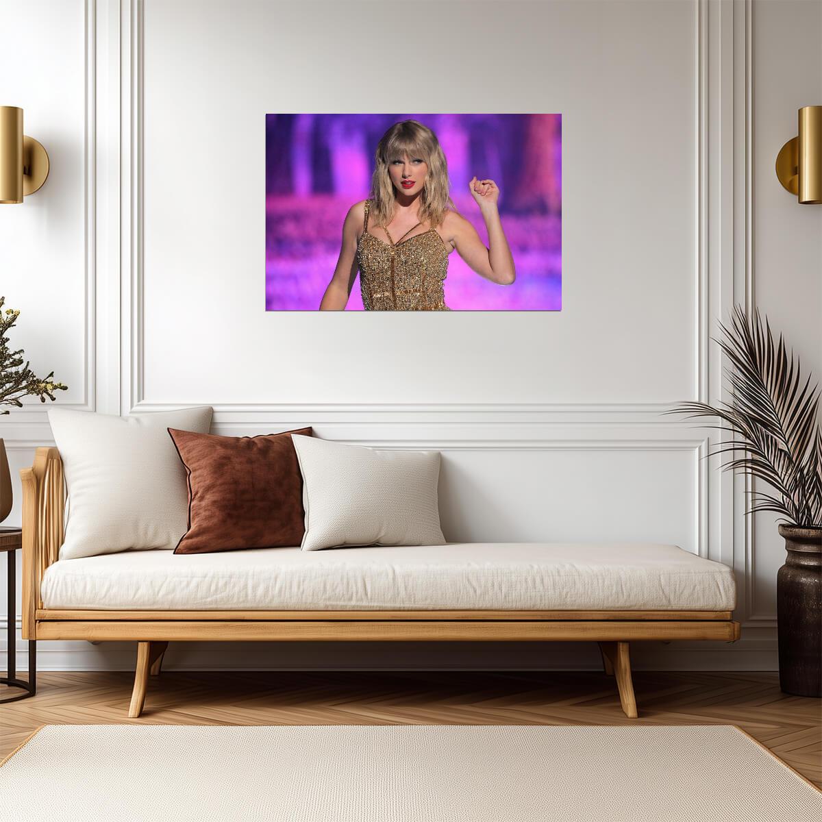 Taylor Swift in Gold Bodysuit | Live Performance Poster | Concert Tour Wall Art - Music Poster
