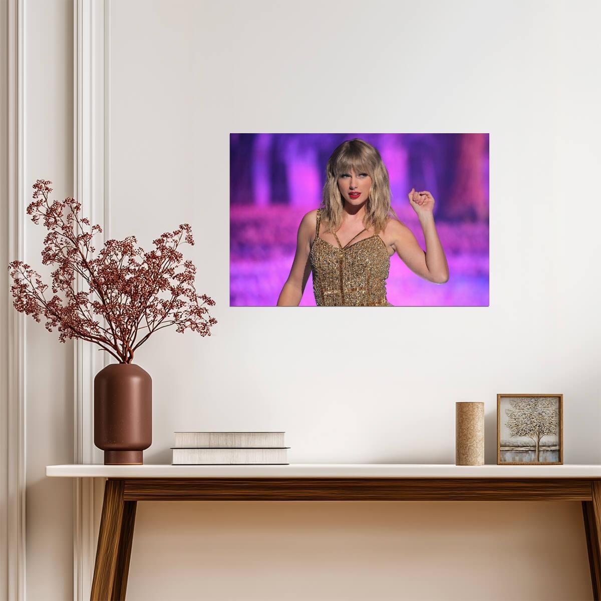 Taylor Swift in Gold Bodysuit | Live Performance Poster | Concert Tour Wall Art - Music Poster