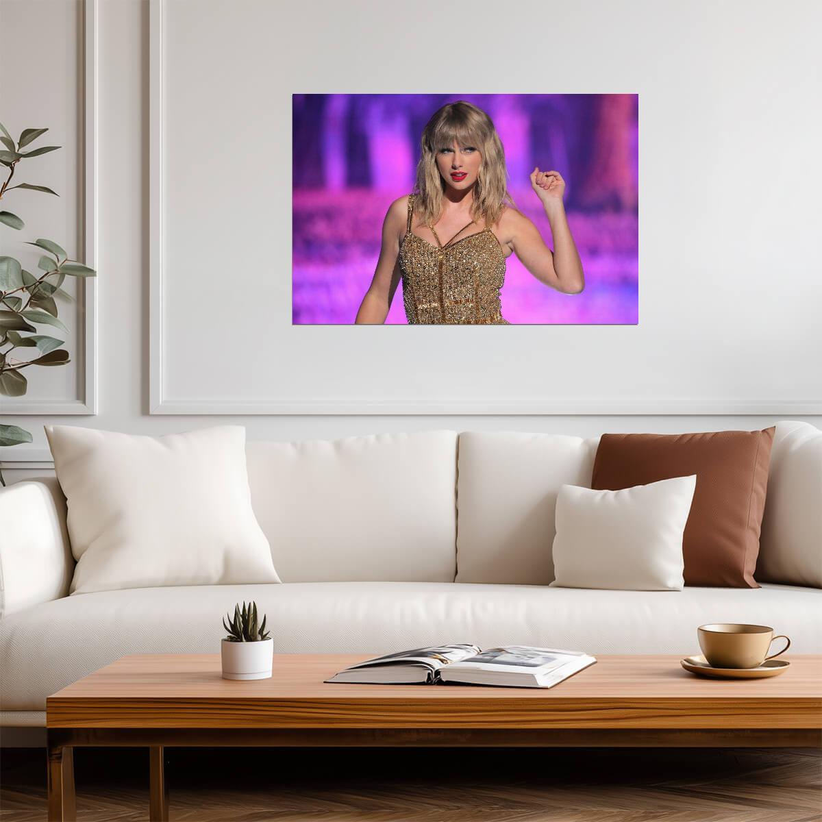Taylor Swift in Gold Bodysuit | Live Performance Poster | Concert Tour Wall Art - Music Poster