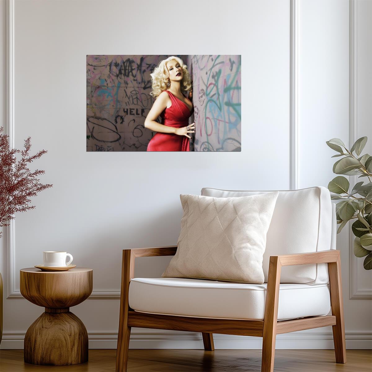 Christina Aguilera in Red Dress | Glamorous Pop Star Portrait | Music Icon Poster - Music Poster