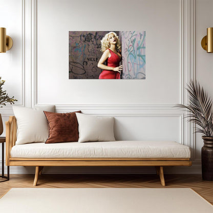 Christina Aguilera in Red Dress | Glamorous Pop Star Portrait | Music Icon Poster - Music Poster