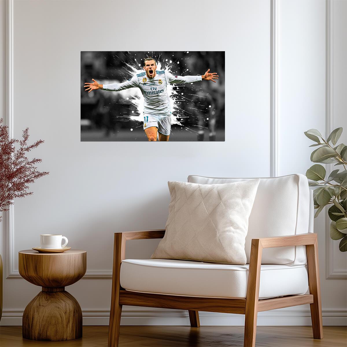 Gareth Bale Real Madrid 2018 Champions League Final | Soccer Poster | Iconic Goal Celebration Art - Sports Poster