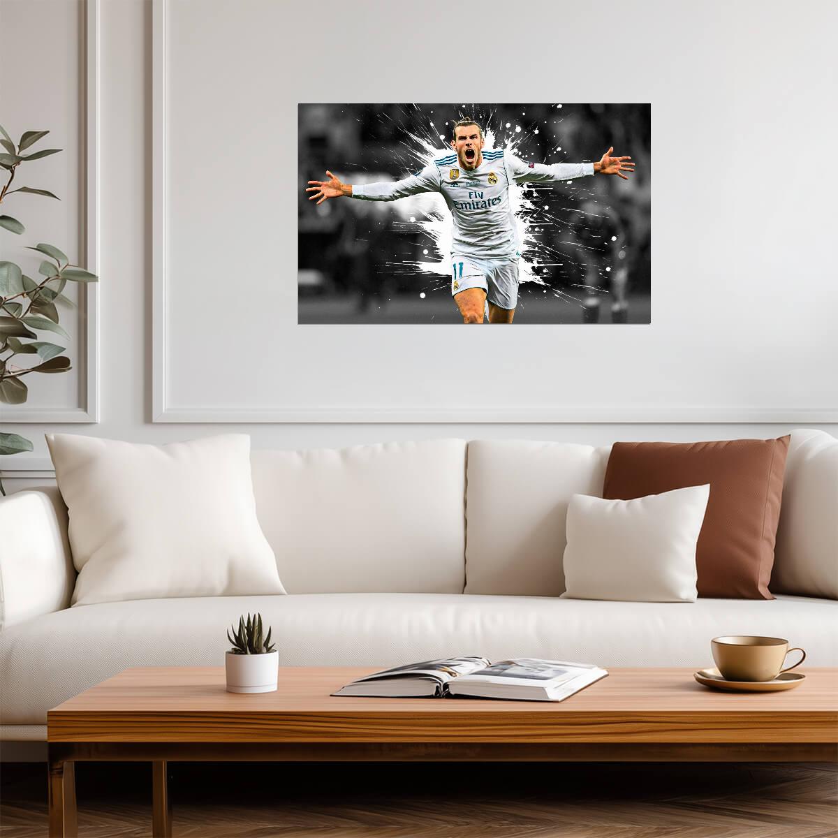 Gareth Bale Real Madrid 2018 Champions League Final | Soccer Poster | Iconic Goal Celebration Art - Sports Poster