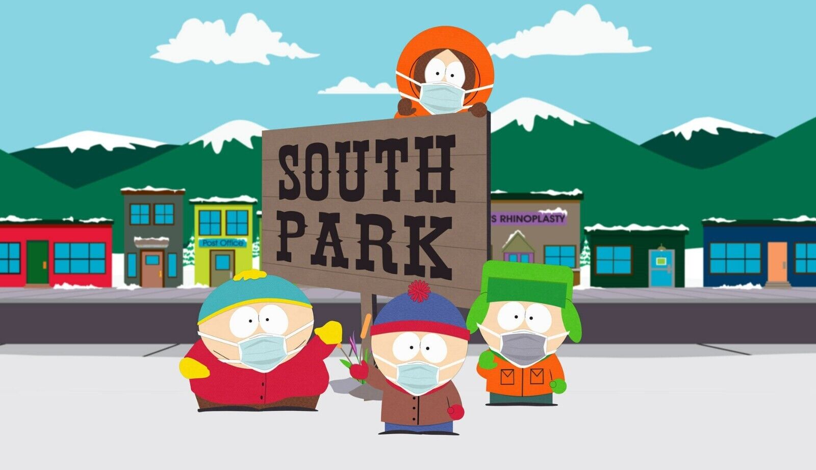 South Park The Pandemic Special | Boys Wearing Masks at Bus Stop | Funny Cartoon Poster - Movies & TV Poster