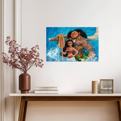 Moana & Maui with Fish Hook | Ocean Adventure Key Art | Animated Movie Poster - Movies & TV Poster