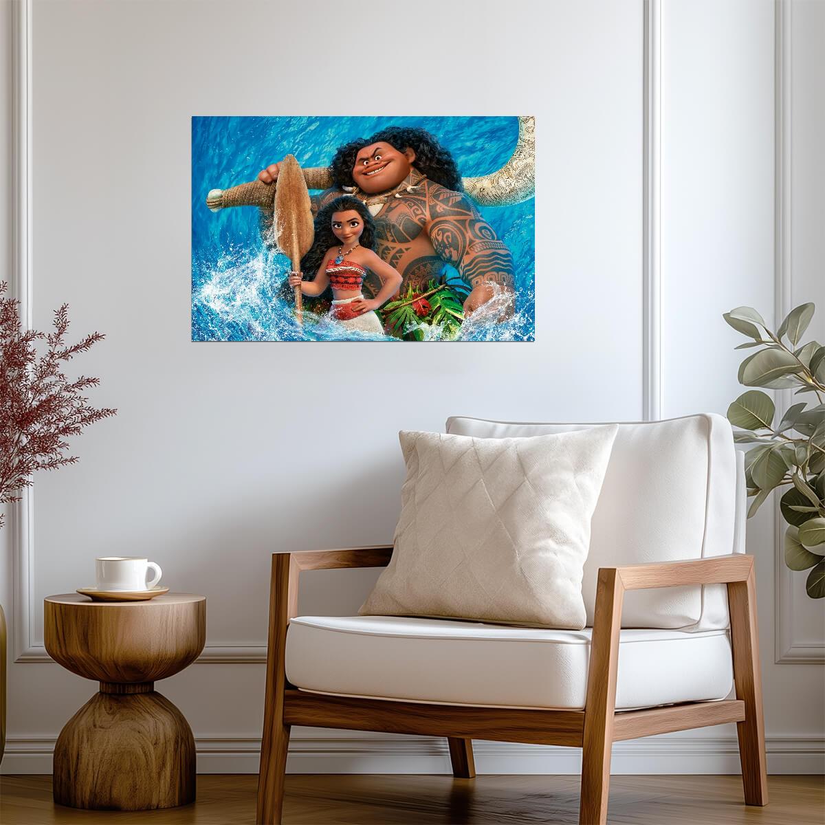 Moana & Maui with Fish Hook | Ocean Adventure Key Art | Animated Movie Poster - Movies & TV Poster