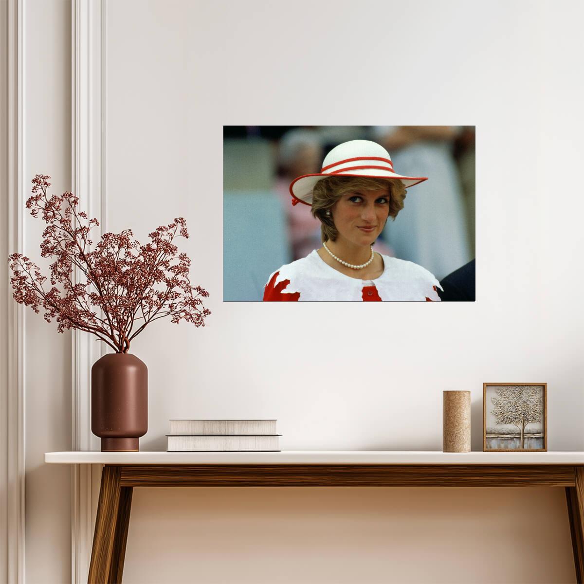 Princess Diana Red and White Hat | Royal Portrait Photo | Vintage Icon Poster - Celebrities Poster