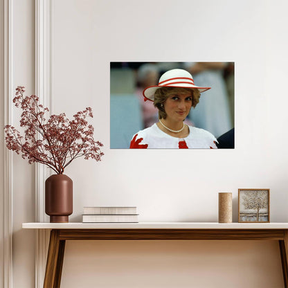Princess Diana Red and White Hat | Royal Portrait Photo | Vintage Icon Poster - Celebrities Poster