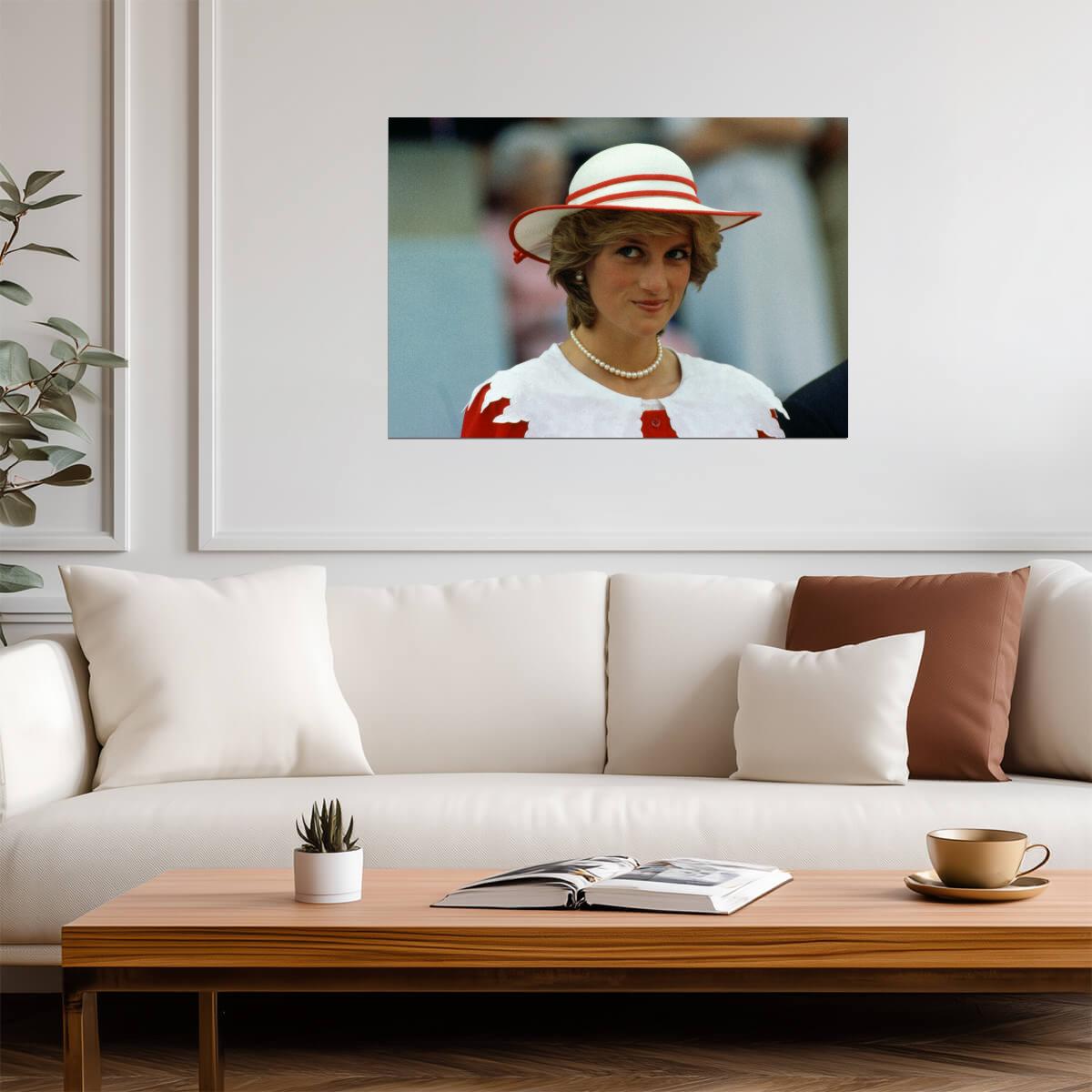 Princess Diana Red and White Hat | Royal Portrait Photo | Vintage Icon Poster - Celebrities Poster