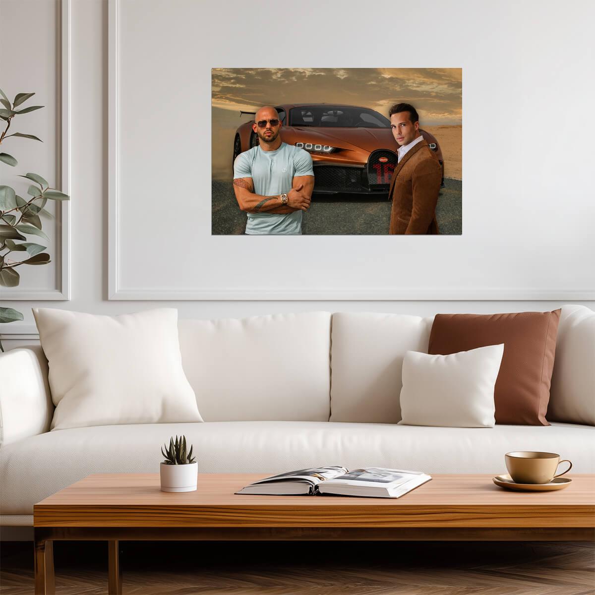 Andrew Tate & Tristan Tate | Bugatti Chiron Poster | Entrepreneur Luxury Lifestyle Art - Celebrities Poster