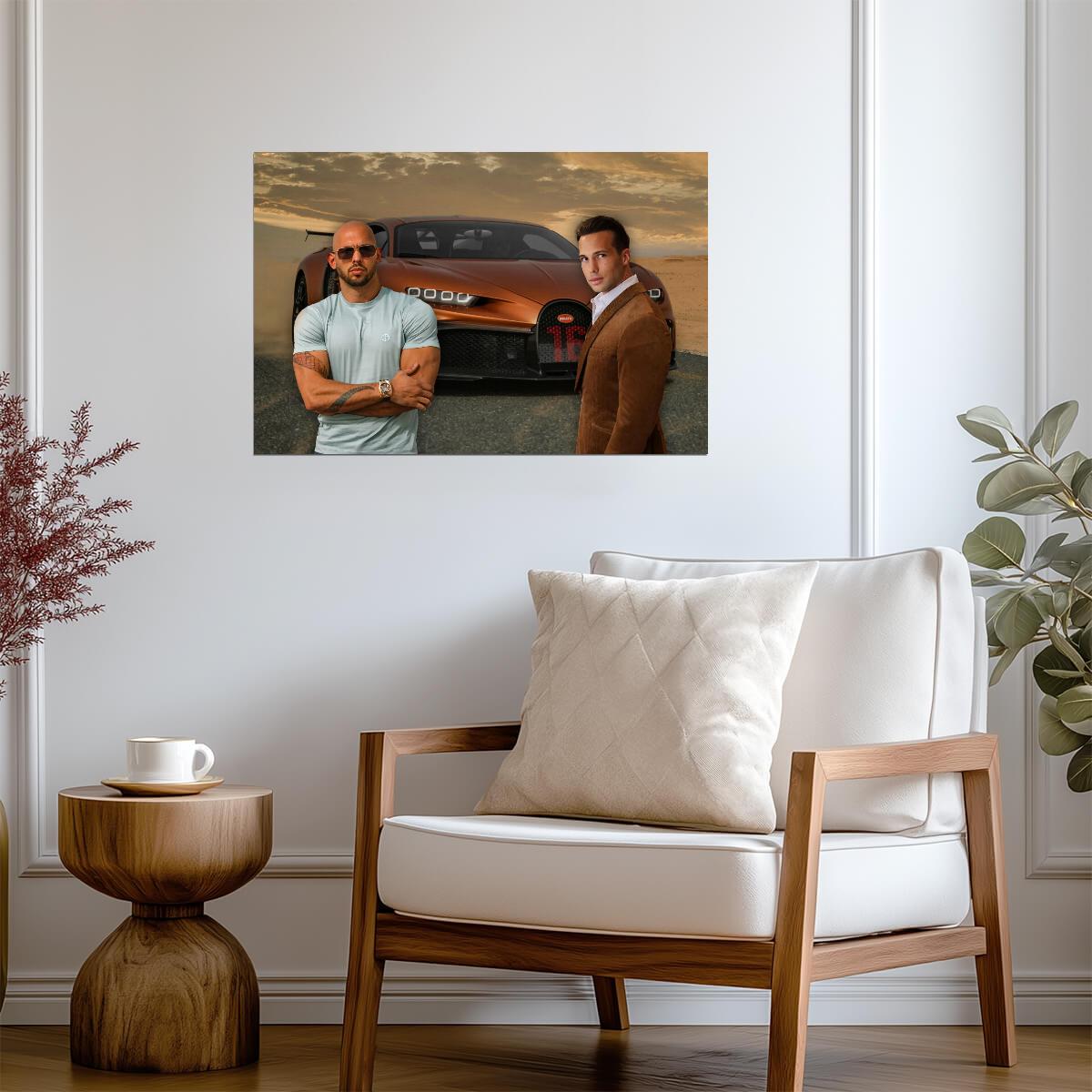 Andrew Tate & Tristan Tate | Bugatti Chiron Poster | Entrepreneur Luxury Lifestyle Art - Celebrities Poster