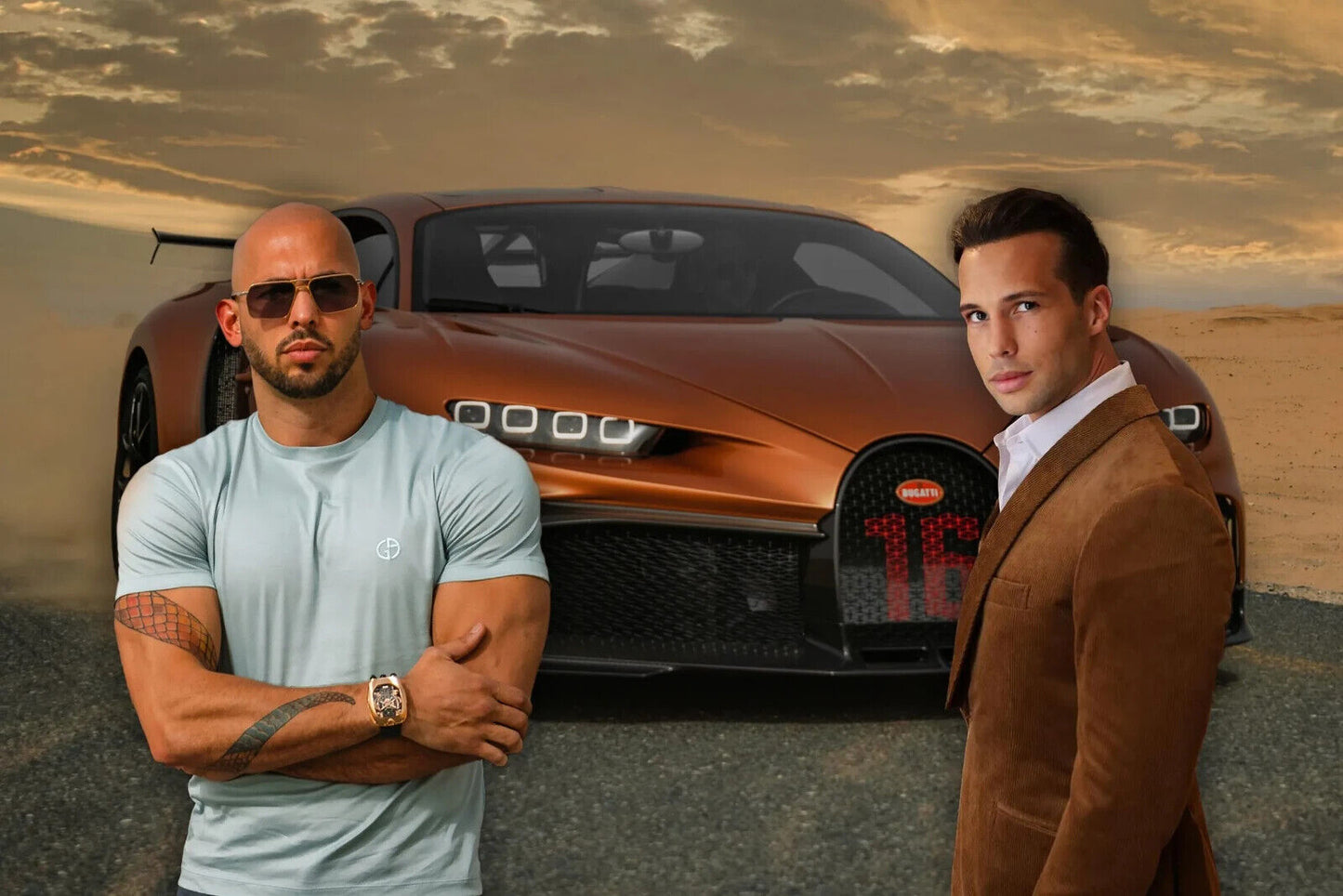 Andrew Tate & Tristan Tate | Bugatti Chiron Poster | Entrepreneur Luxury Lifestyle Art - Celebrities Poster