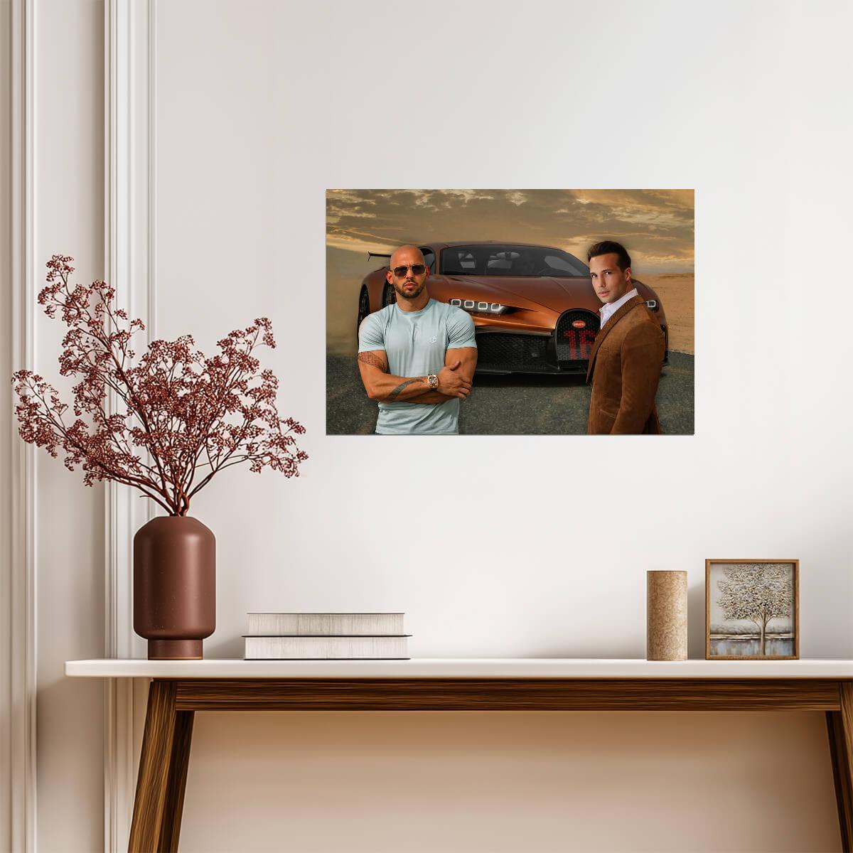 Andrew Tate & Tristan Tate | Bugatti Chiron Poster | Entrepreneur Luxury Lifestyle Art - Celebrities Poster
