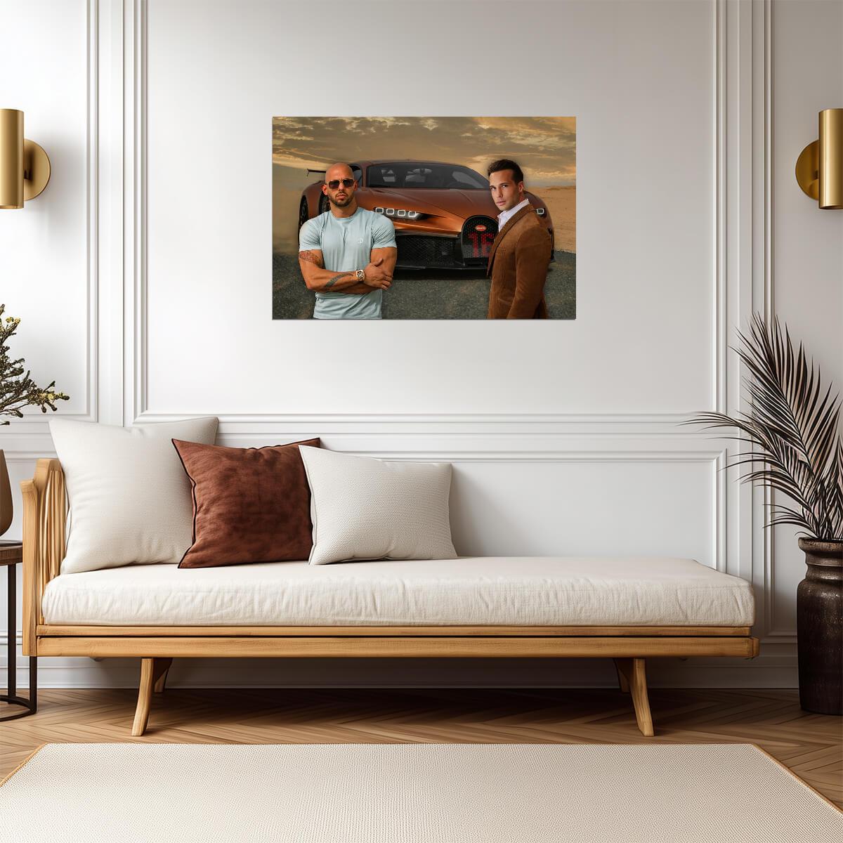 Andrew Tate & Tristan Tate | Bugatti Chiron Poster | Entrepreneur Luxury Lifestyle Art - Celebrities Poster