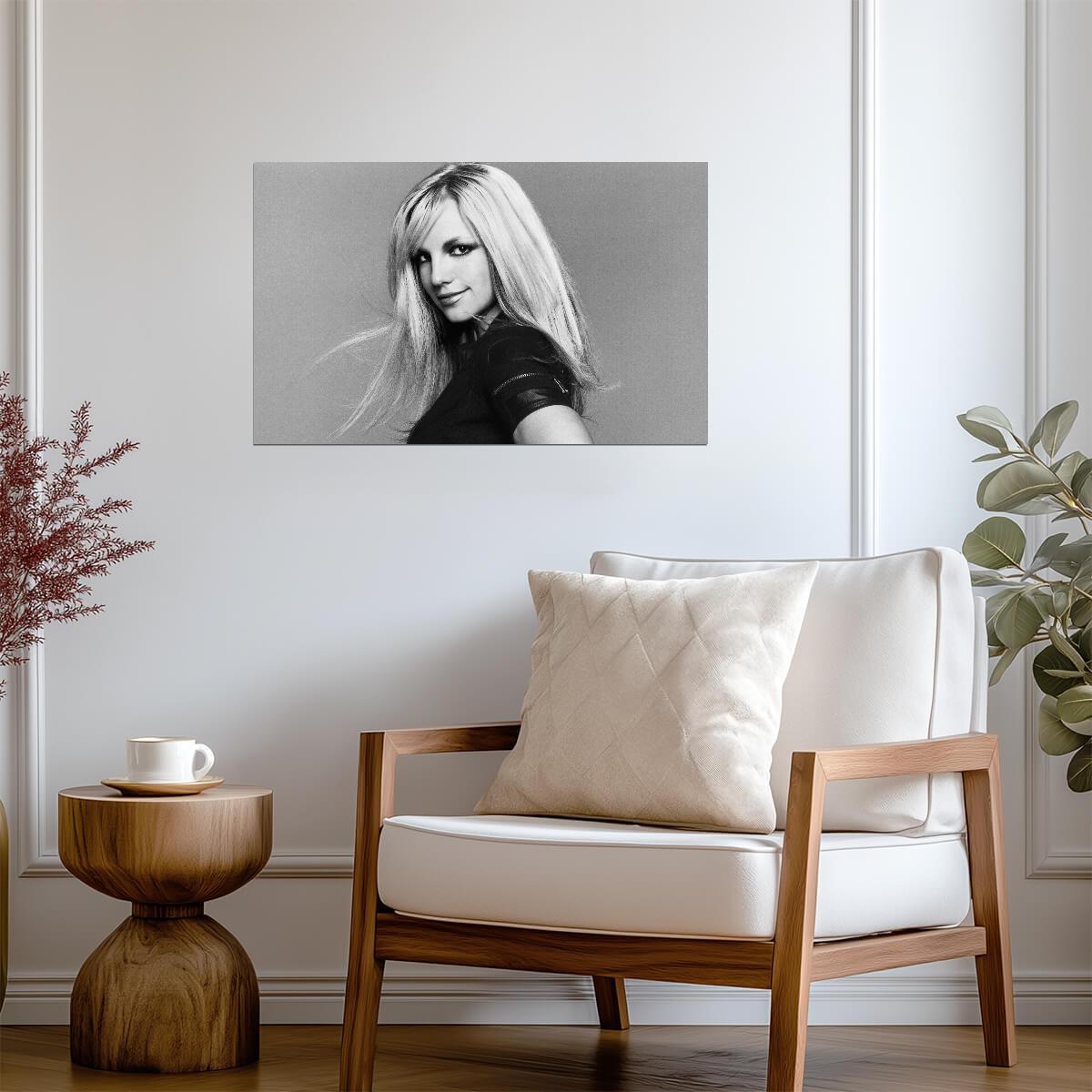 Britney Spears Black & White Portrait | Pop Music Icon Poster | 2000s Celebrity Wall Art - Music Poster