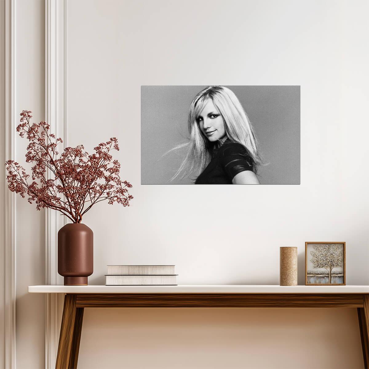 Britney Spears Black & White Portrait | Pop Music Icon Poster | 2000s Celebrity Wall Art - Music Poster