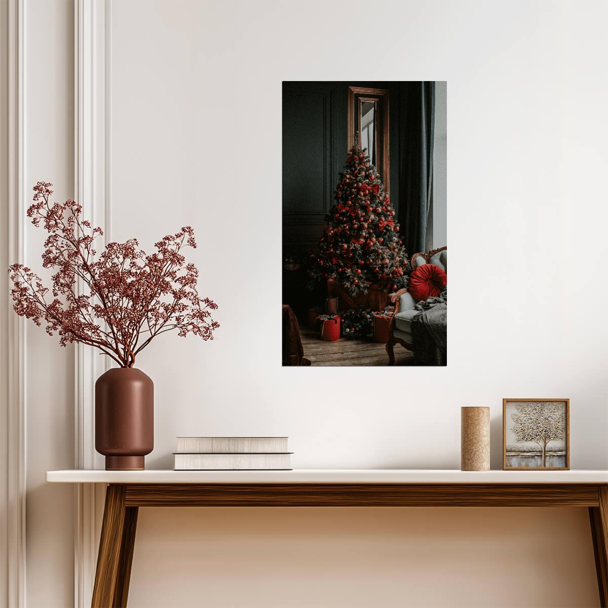 Elegant Christmas Tree Photo | Cozy Holiday Wall Art | Festive Winter Decor Poster - Photography Poster