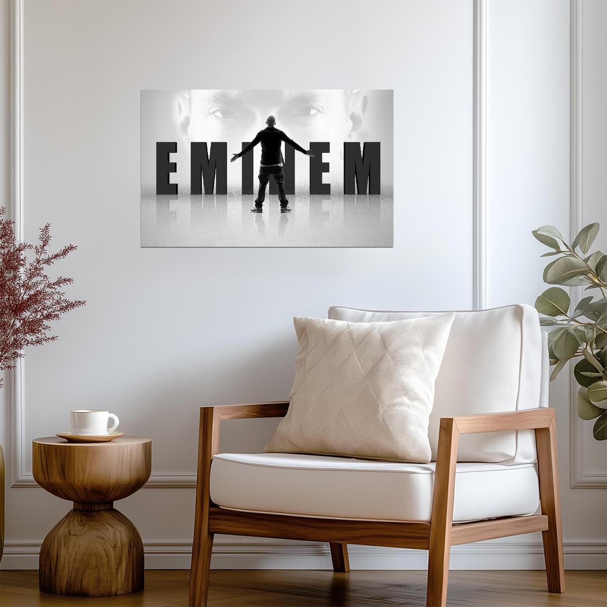 Eminem Stylized Graphic | Hip Hop Music Poster | Black and White Rap Legend Art - Music Poster