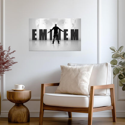 Eminem Stylized Graphic | Hip Hop Music Poster | Black and White Rap Legend Art - Music Poster