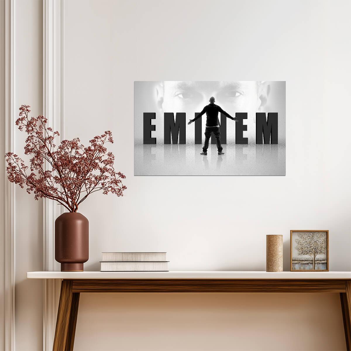 Eminem Stylized Graphic | Hip Hop Music Poster | Black and White Rap Legend Art - Music Poster