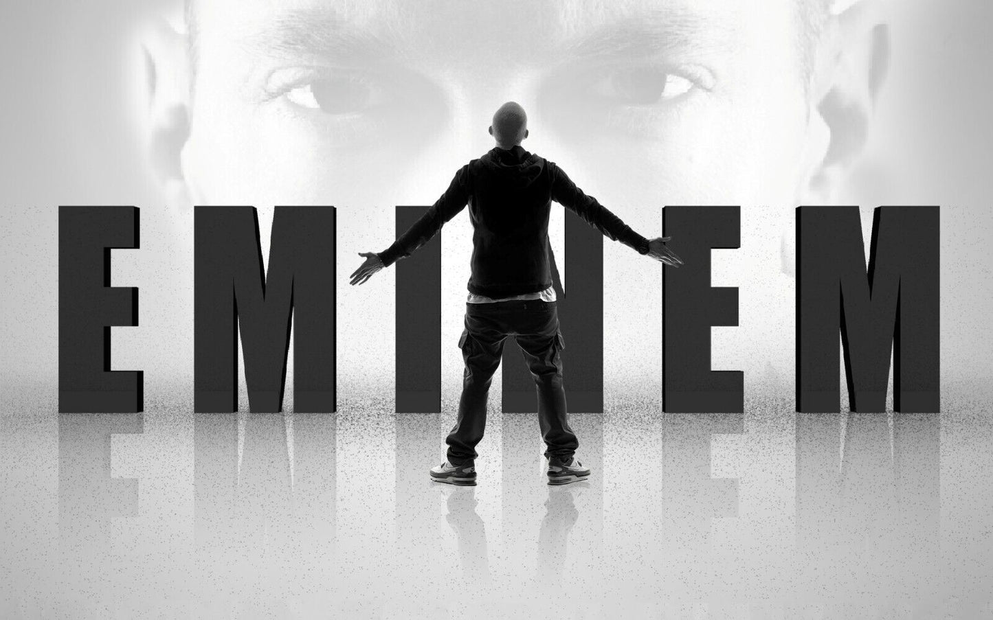 Eminem Stylized Graphic | Hip Hop Music Poster | Black and White Rap Legend Art - Music Poster