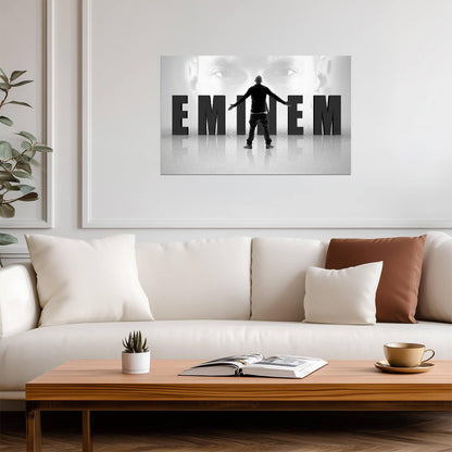 Eminem Stylized Graphic | Hip Hop Music Poster | Black and White Rap Legend Art - Music Poster