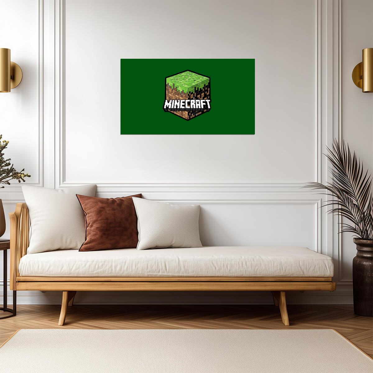 Minecraft Grass Block Logo | Iconic Game Symbol Poster | Pixel Sandbox Wall Art - Video Games Poster