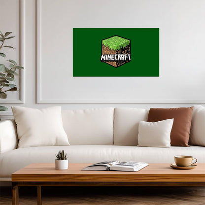 Minecraft Grass Block Logo | Iconic Game Symbol Poster | Pixel Sandbox Wall Art - Video Games Poster