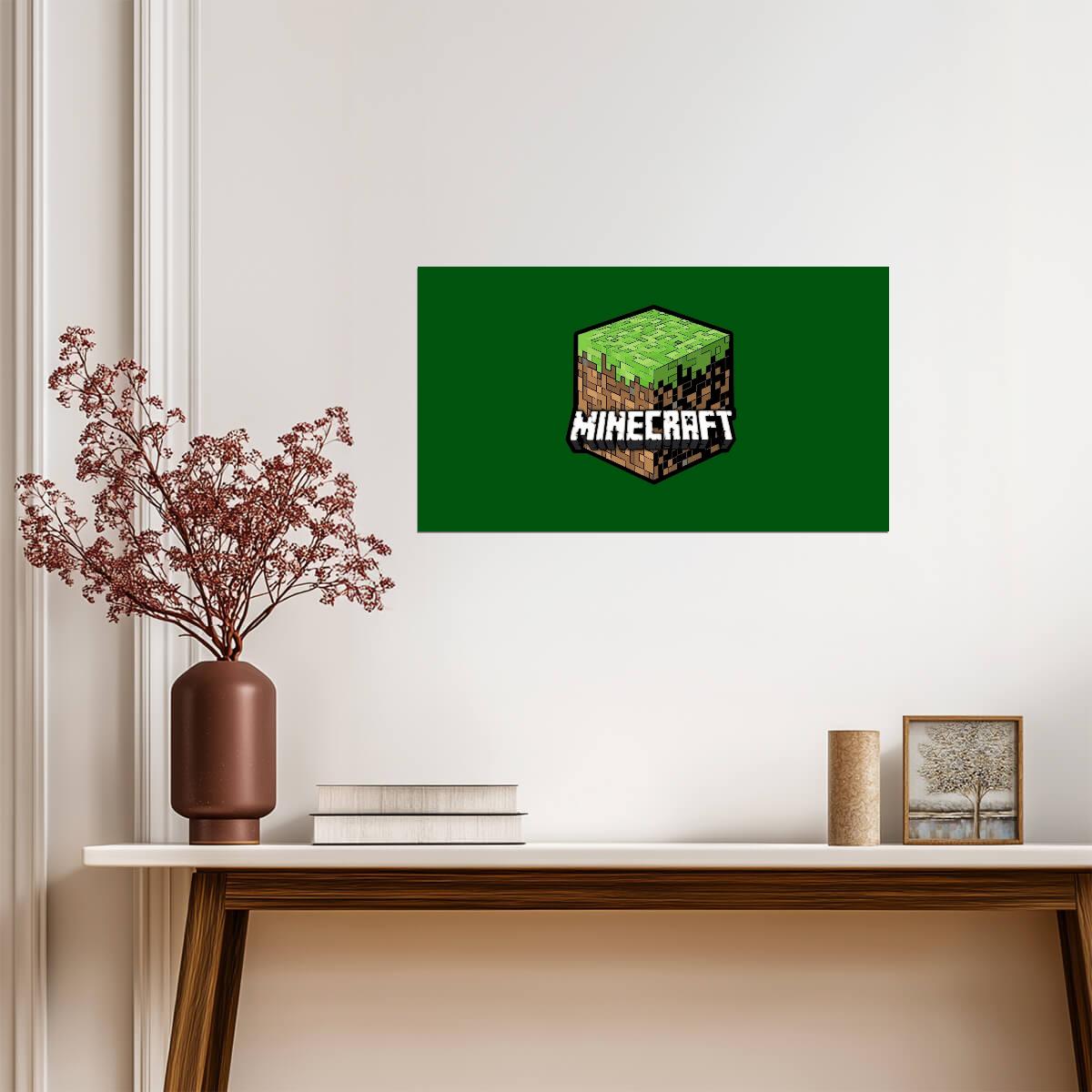 Minecraft Grass Block Logo | Iconic Game Symbol Poster | Pixel Sandbox Wall Art - Video Games Poster