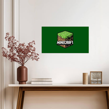 Minecraft Grass Block Logo | Iconic Game Symbol Poster | Pixel Sandbox Wall Art - Video Games Poster