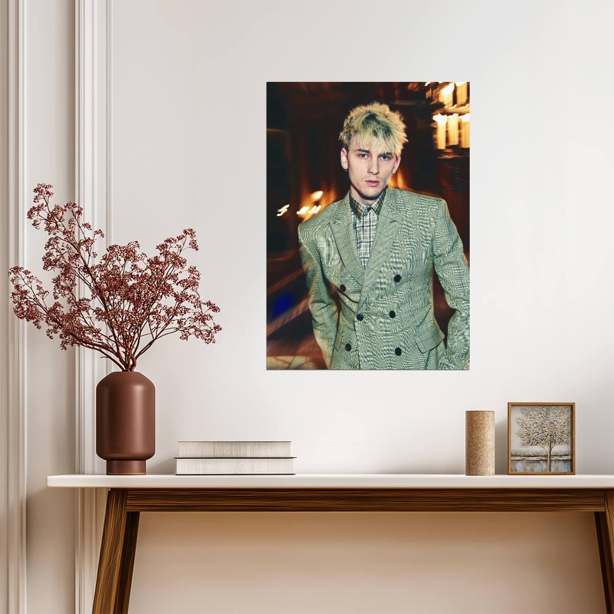 Machine Gun Kelly Plaid Suit | MGK Fashion Portrait | Pop Punk Artist Poster - Music Poster