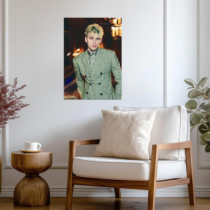Machine Gun Kelly Plaid Suit | MGK Fashion Portrait | Pop Punk Artist Poster - Music Poster