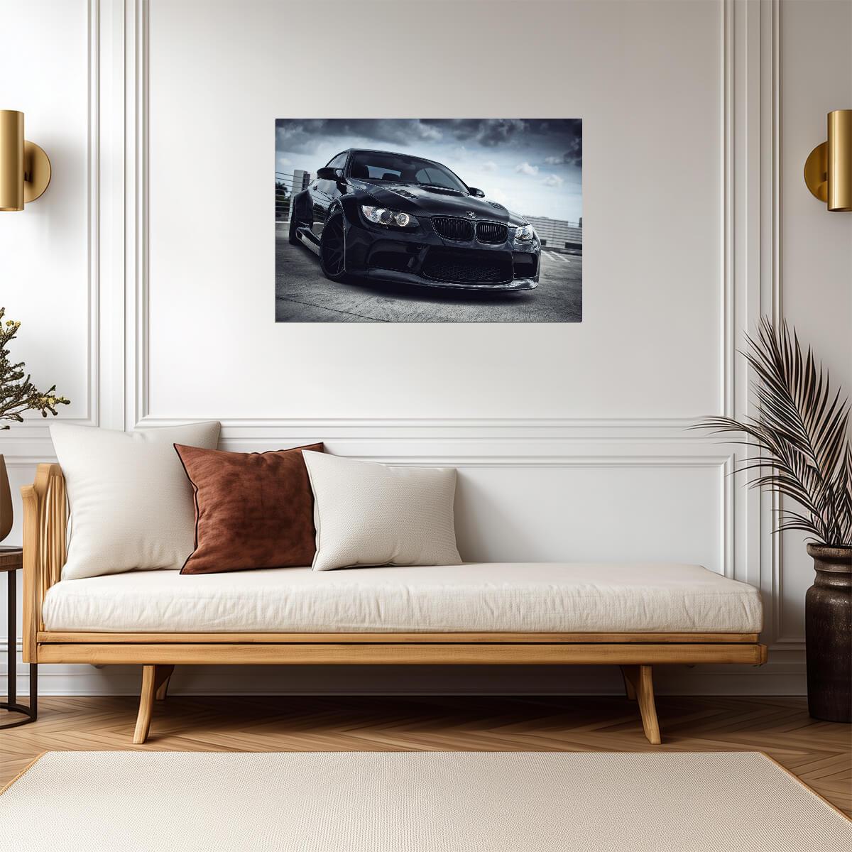 BMW M3 Coupe E92 Widebody | Black Tuner Car Poster | Custom German Sports Car Art - Cars Poster