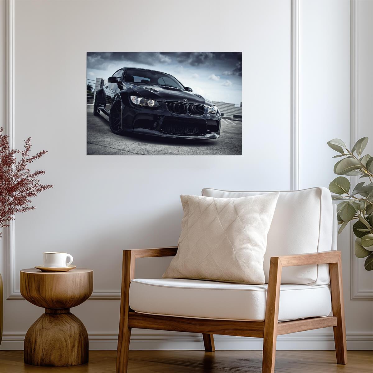 BMW M3 Coupe E92 Widebody | Black Tuner Car Poster | Custom German Sports Car Art - Cars Poster