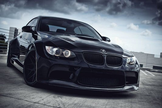 BMW M3 Coupe E92 Widebody | Black Tuner Car Poster | Custom German Sports Car Art - Cars Poster