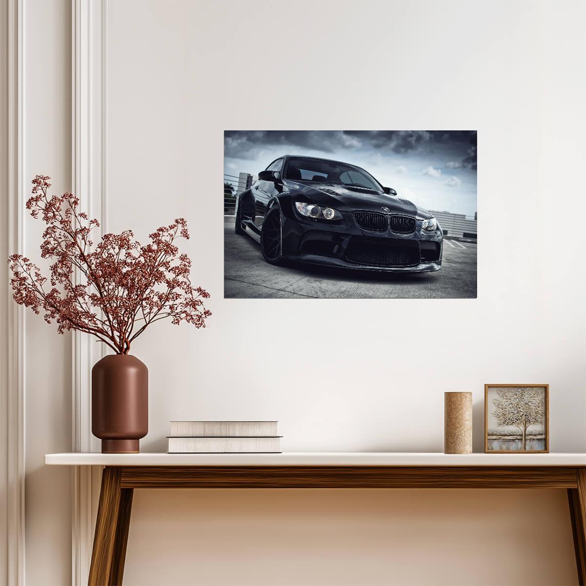 BMW M3 Coupe E92 Widebody | Black Tuner Car Poster | Custom German Sports Car Art - Cars Poster