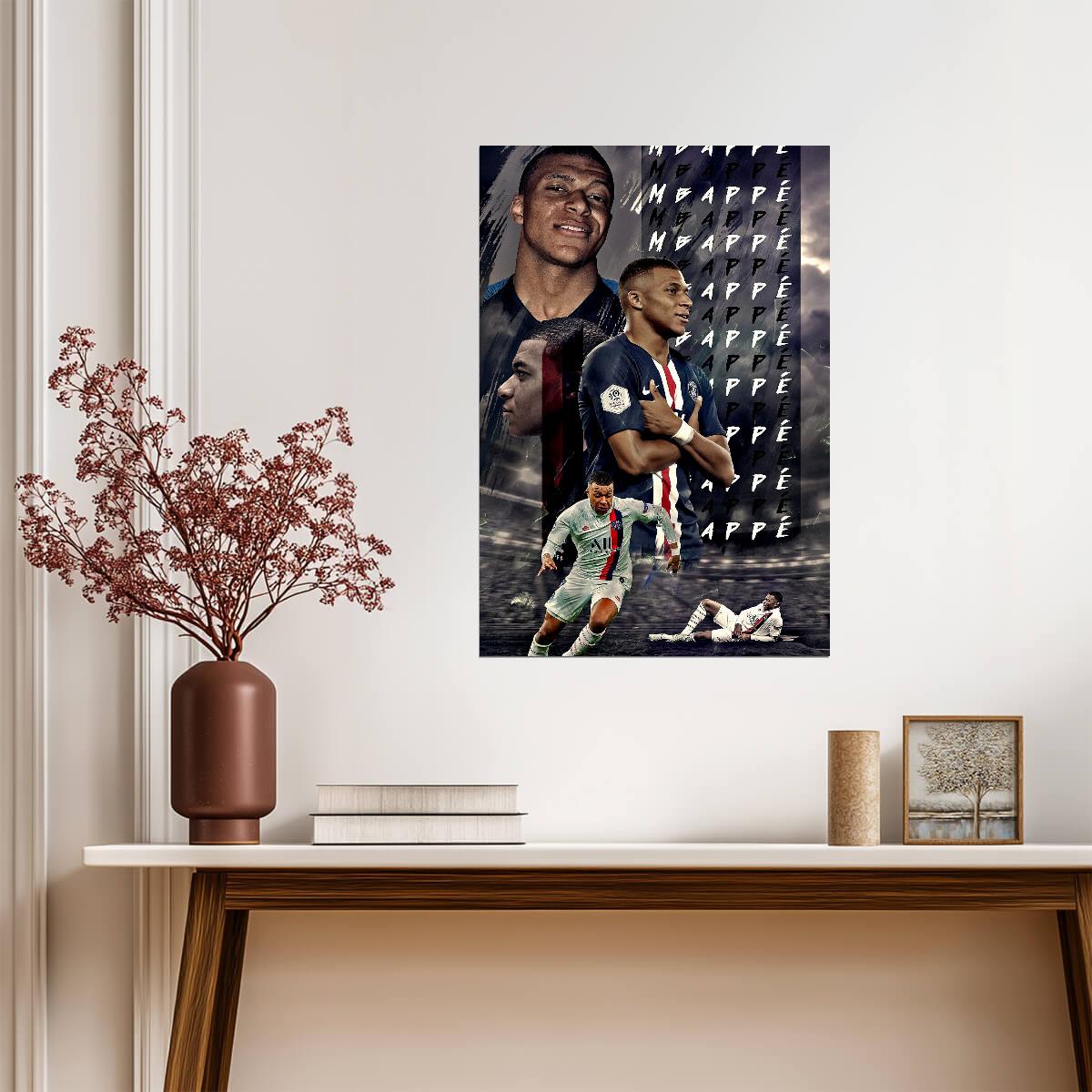 Kylian Mbappé Paris Saint-Germain | Soccer Star Poster | Modern Sports Collage Art - Sports Poster