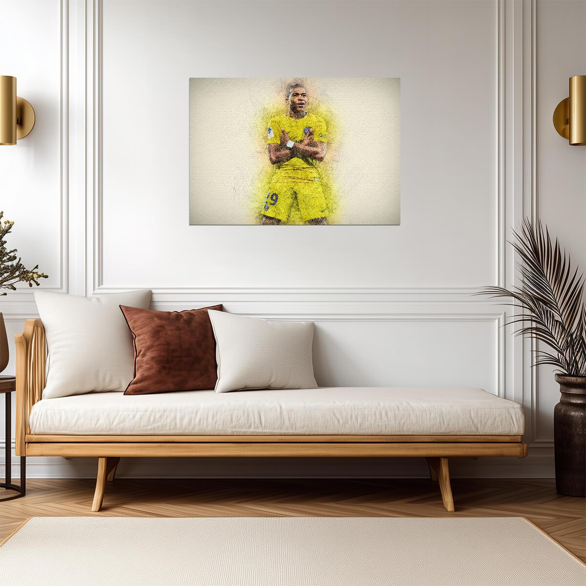 Kylian Mbappé PSG Goal Celebration | Soccer Poster | Football Legend Sketch Art - Sports Poster