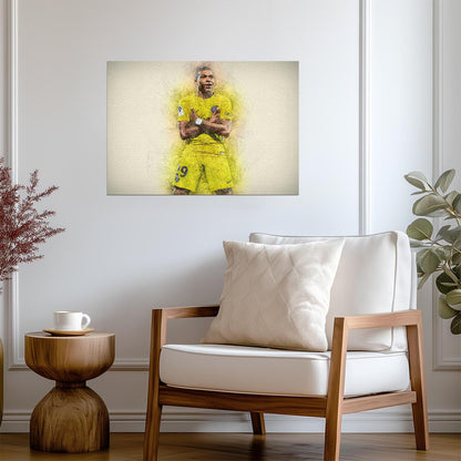 Kylian Mbappé PSG Goal Celebration | Soccer Poster | Football Legend Sketch Art - Sports Poster