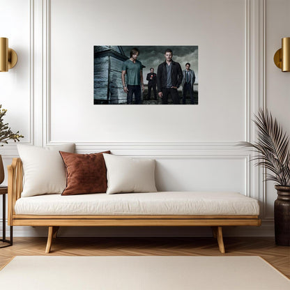Supernatural Cast with House | Sam Dean Castiel & Crowley | Fantasy TV Show Poster - Movies & TV Poster