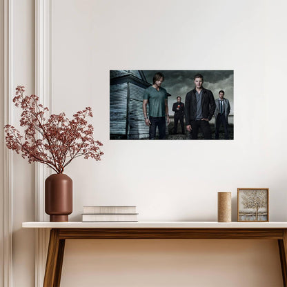 Supernatural Cast with House | Sam Dean Castiel & Crowley | Fantasy TV Show Poster - Movies & TV Poster