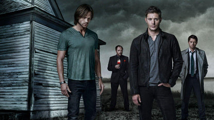 Supernatural Cast with House | Sam Dean Castiel & Crowley | Fantasy TV Show Poster - Movies & TV Poster